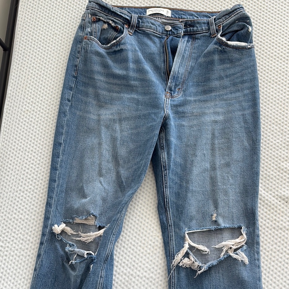 Abercrombie & Fitch Blue Boyfriend Jeans Distressed Style